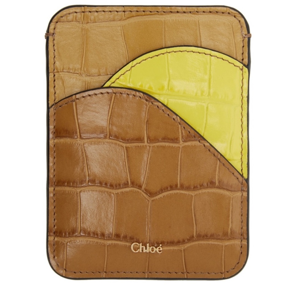 ✨CHLOÉ✨ Tan & Yellow Croc Walden Card Holder